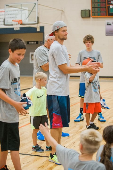 Luke Ridnour teaching at his basketball camp in Blaine. Photo by Janell Kortlever.